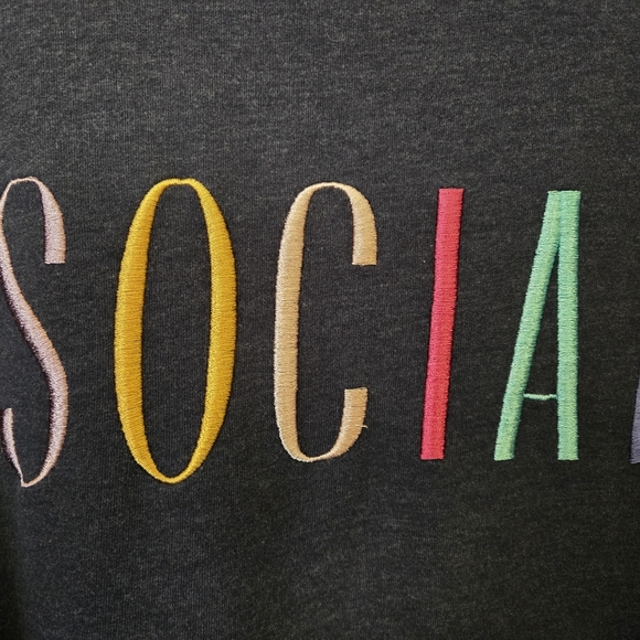 Wildfox Statement Social Embroidered Sweatshirt XL Fleece-lined - Picture 5 of 9